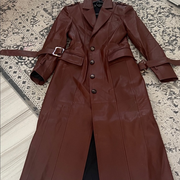Jackets & Blazers - Elegant brown Sheepskin leather trench coat